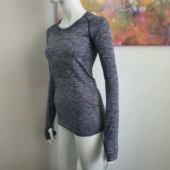 Lululemon Size AU10 Swiftly Tech Blue Grey Marle Long Sleeve Top - Picture 5 of 8